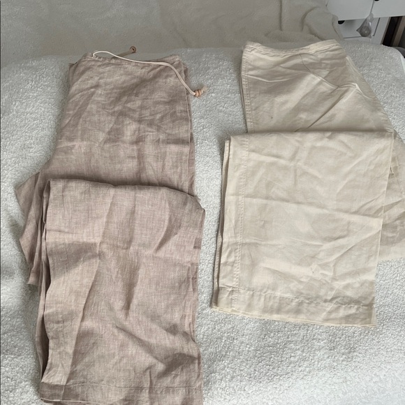 Pants - Beige and Cream Linen Pants Set